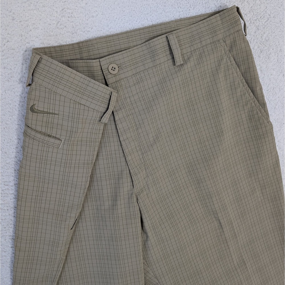 Nike‎ Golf Brown Grid Check Plaid Dri-Fit Golf Pants Performance Straight Flex